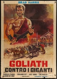 4w460 GOLIATH AGAINST THE GIANTS Italian 1p R1960s art of Brad Harris, Goliath Contro I Giganti