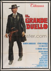 4w462 GRAND DUEL Italian 1p 1973 cool full-length art of cowboy Lee Van Cleef, spaghetti western!