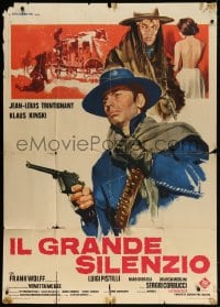 4w467 GREAT SILENCE Italian 1p 1968 Sergio Corbucci, Kinski & Trintignant, spaghetti western art!