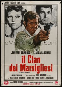 4w481 HIT MAN Italian 1p R1970s different Casaro art of Jean-Paul Belmondo, Claudia Cardinale
