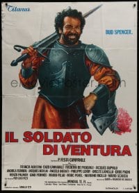 4w499 IL SOLDATO DI VENTURA Italian 1p 1976 art of soldier of fortune Bud Spencer wearing armor!