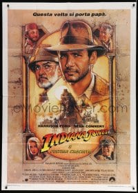 4w504 INDIANA JONES & THE LAST CRUSADE Italian 1p 1989 Struzan art of Harrison Ford & Sean Connery!