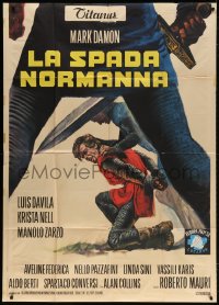 4w512 IVANHOE, THE NORMAN SWORDSMAN Italian 1p 1971 art of Mark Damon captured!