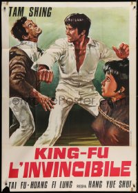 4w525 KING-FU L'INVINCIBILE Italian 1p 1974 Tam Shing, cool martial arts fighting artwork, rare!