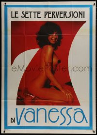 4w532 LA SETTE PERVERSIONI DI VANESSA Italian 1p 1985 sexy naked woman on her knees!