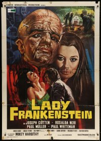 4w533 LADY FRANKENSTEIN Italian 1p 1971 La figlia di Frankenstein, sexy horror art by Luca Crovato!