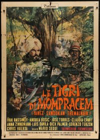 4w544 LE TIGRI DI MOMPRACEM Italian 1p 1970 great art of Ivan Rassimov as Sandokan in jungle, rare!