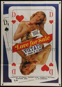4w563 LOVE FOR SALE Italian 1p 1985 sexy naked Christine Dittmeier on playing card!