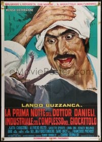 4w564 LOVEMAKERS Italian 1p 1970 Ciriello art of giant Lando Buzzanca over Katia Christine in bed!
