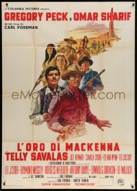 4w567 MacKENNA'S GOLD Italian 1p 1969 Terpning art of Gregory Peck, Sharif, Savalas & Julie Newmar!