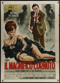 4w571 MAGNIFICENT CUCKOLD Italian 1p 1965 Symeoni art of sexy Claudia Cardinale in slinky dress!