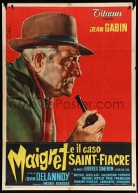 4w572 MAIGRET & THE ST. FIACRE CASE Italian 1p 1950 profile art of Jean Gabin by Enzo Nistri, rare!