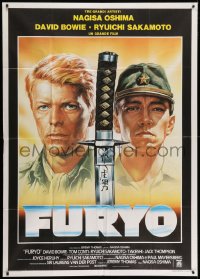 4w584 MERRY CHRISTMAS MR. LAWRENCE Italian 1p 1983 cool different art of David Bowie & katana!