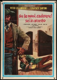 4w635 RAISE YOUR HANDS DEAD MAN YOU'RE UNDER ARREST Italian 1p 1971 cool spaghetti western art!
