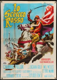 4w640 RED SHEIK Italian 1p 1962 cool art of Channing Pollock on horse by Enrico De Seta!