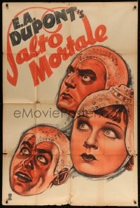 4w663 SALTO MORTALE Italian 1p 1931 E.A. Dupont's trapeze romantic love triangle, different & rare!