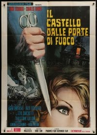 4w672 SCREAM OF THE DEMON LOVER Italian 1p 1971 Roger Corman, Casaro art of scared woman & scissors!