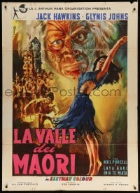 4w678 SEEKERS Italian 1p 1954 art of sexy Laya Raki & native witch doctor by Ciriello!