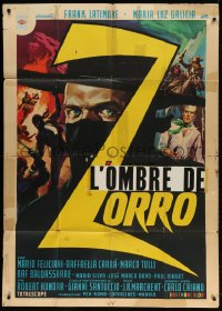 4w683 SHADOW OF ZORRO Italian 1p 1962 different art of masked hero Frank Latimore by De Seta!