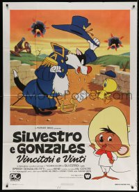 4w689 SILVESTRO E GONZALES VINCITORI E VINTI Italian 1p R1976 Sylvester, Tweety & Speedy cartoon!