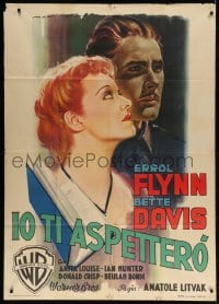 4w691 SISTERS Italian 1p 1949 different Martinati art of Errol Flynn & Bette Davis, ultra rare!
