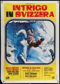 4w717 SWISS CONSPIRACY Italian 1p 1976 different art of spy David Janssen & sexy Senta Berger!