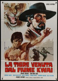 4w731 TIGER FROM RIVER KWAI Italian 1p 1975 George Eastman, cool kung fu art by Zanca!