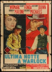 4w769 WARLOCK Italian 1p R1962 cowboys Henry Fonda & Richard Widmark, cool different art, rare!