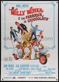 4w778 WILLY WONKA & THE CHOCOLATE FACTORY Italian 1p 1971 cool different art of Gene Wilder & cast!