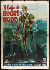 4w812 BANDIT OF SHERWOOD FOREST Italian 2p R1959 Cornel Wilde as The Son of Robin Hood, very rare!