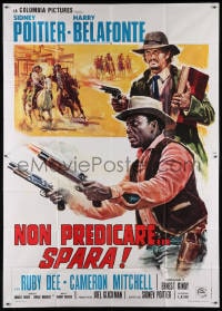 4w818 BUCK & THE PREACHER Italian 2p 1972 different art of Sidney Poitier & Harry Belafonte!