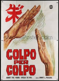 4w849 FISTS OF THE DOUBLE K Italian 2p 1973 Jimmy L. Pascual's Chu Ba, cool c/u kung fu artwork!