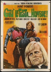 4w859 GIU' LA TESTA... HOMBRE Italian 2p 1971 Klaus Kinski, cool spaghetti western art by Gasparri!