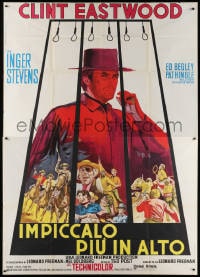 4w873 HANG 'EM HIGH Italian 2p R1970s great art of smoking Clint Eastwood under the gallows!