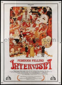 4w884 INTERVISTA Italian 2p 1987 Federico Fellini, wonderful montage art by Milo Houston!