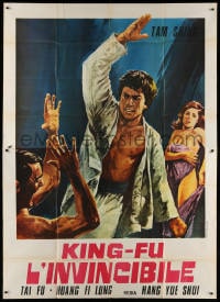 4w891 KING-FU L'INVINCIBILE Italian 2p 1970s art of kung fu fighter protecting sexy naked woman!