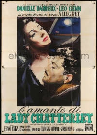4w894 LADY CHATTERLEY'S LOVER Italian 2p 1957 Brini art of Danielle Darrieux & Leo Genn, rare!