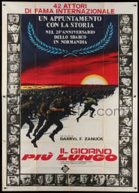 4w905 LONGEST DAY Italian 2p R1969 Zanuck's World War II D-Day movie with 42 international stars!