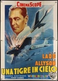 4w917 McCONNELL STORY Italian 2p 1955 Alan Ladd is America's first triple jet ace, Martinati art!