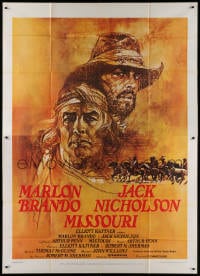 4w919 MISSOURI BREAKS Italian 2p 1976 art of Marlon Brando & Jack Nicholson by Bob Peak!