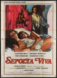 4w950 SEPOLTA VIVA Italian 2p 1973 Buried Alive, art of sexy naked Agostina Belli in bed!