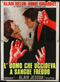 4w952 SHOCK TREATMENT Italian 2p 1973 cool Ciriello dayglo art of Alain Delon & Annie Girardo!