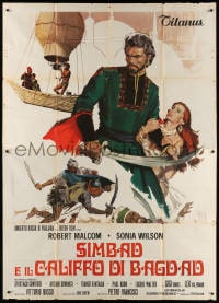 4w953 SINBAD & THE CALIPH OF BAGHDAD Italian 2p 1973 art of hero Robert Malcom & Sonia Wilson!