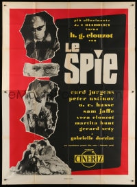 4w959 SPIES Italian 2p 1957 directed by Henri-Georges Clouzot, creepy Curt Jurgens!