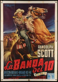 4w971 TEN WANTED MEN Italian 2p 1955 best different Capitani art of Randolph Scott on horse, rare!