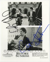 4x283 BEFORE SUNRISE signed 8x10 still 1994 by BOTH Ethan Hawke AND Julie Delpy!
