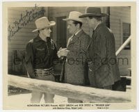 4x293 BOB STEELE signed 8.25x10 still 1944 close up threatening two men in Trigger Law!