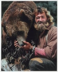 4x679 DAN HAGGERTY signed color 8x10 REPRO still 2013 w/bear in The Life & Times of Grizzly Adams!