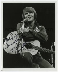 4x792 GLEN CAMPBELL signed 8x10 REPRO still 1970s portrait of the singer with guitar on stage!