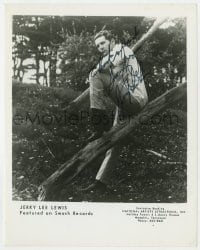 4x420 JERRY LEE LEWIS signed 8x10.25 publicity still 1960s portrait of the musician sitting on tree!